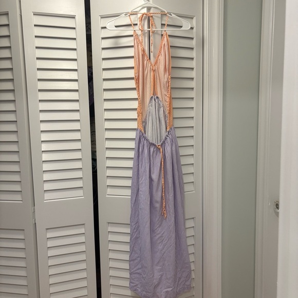 Tach Clothing Sandine Linen Dress Orange & Lilac Size Large Strappy Colorblock - Picture 6 of 9